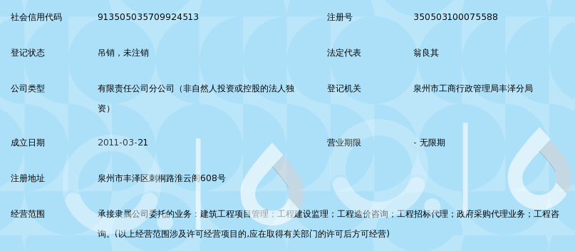 湖北清江工程管理咨询福建泉州分公司